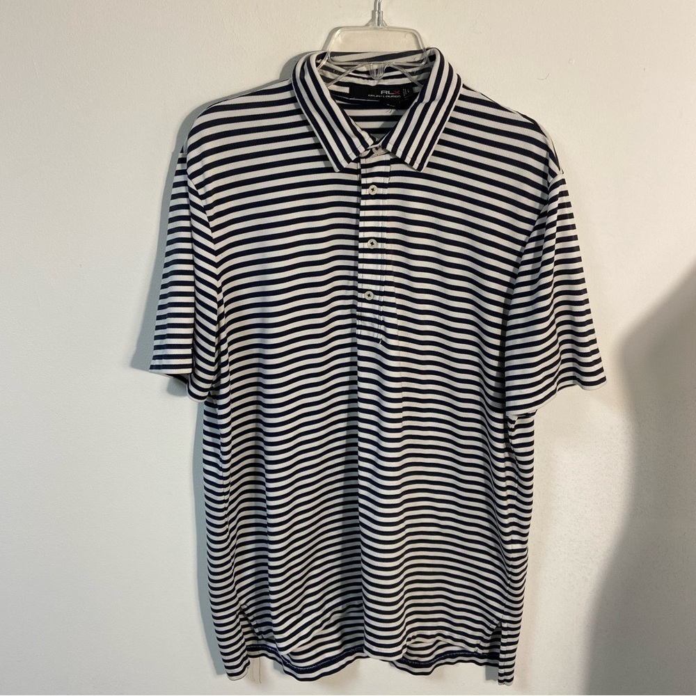 Ralph Lauren Shirt Short Sleeve Navy Stripe Large